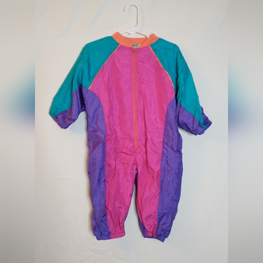Vintage Kids 2T Retro 80's 90's Colorful Kids One Piece Snowsuit Jumpsuit